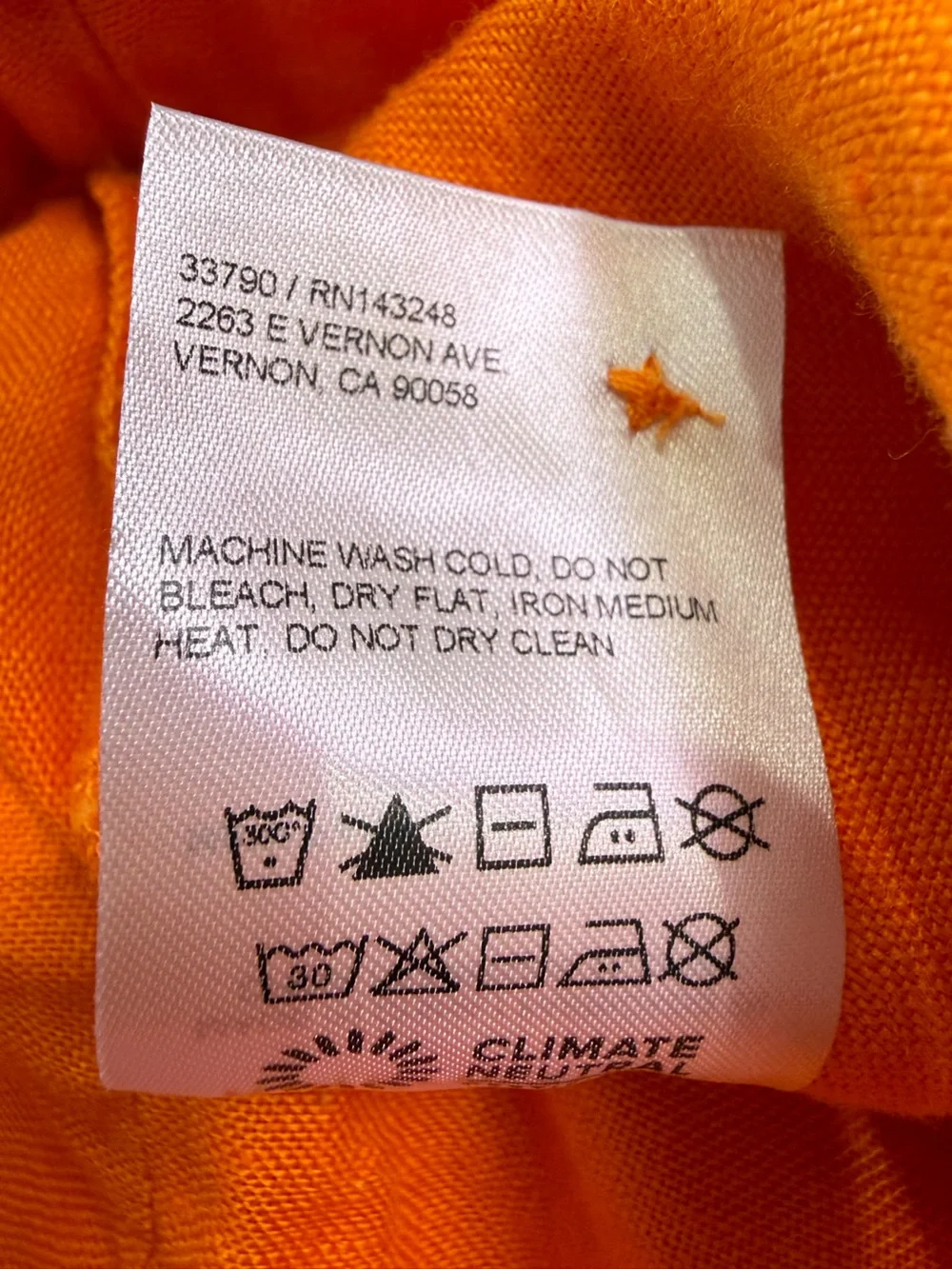 Reformation Vesta Wide Leg 100% Linen Citrus Orange Size 2